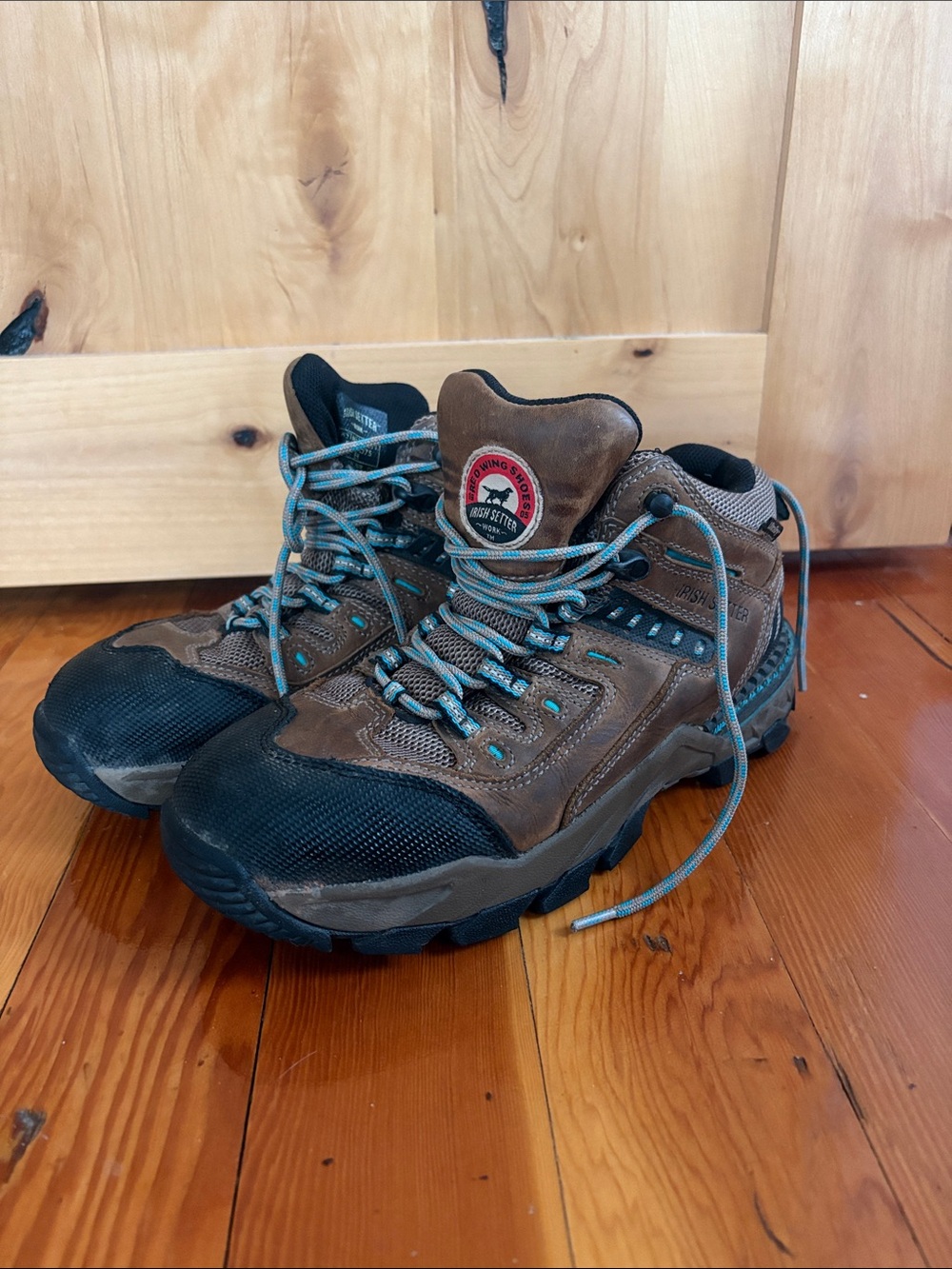 Irish Setter Brown and Black Women's Hiking Boots with Blue laces